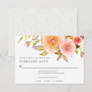Convites RSVP Moderno Floral Damasco de Água-marinha Cor-de