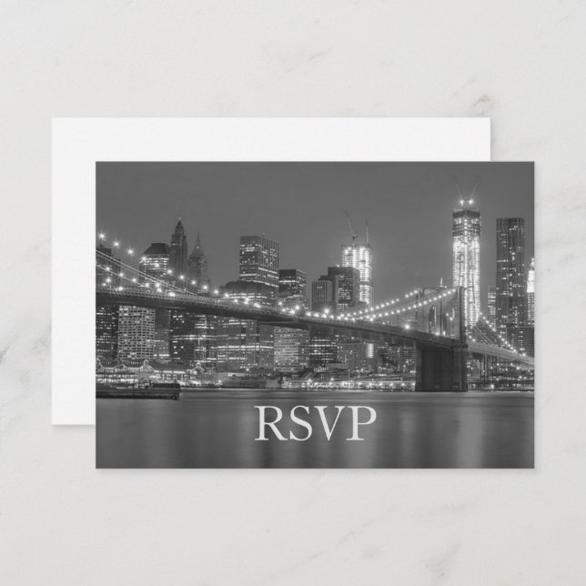 Convites RSVP - Panorama da Cidade de Nova York Casamento n (Frente/Verso)
