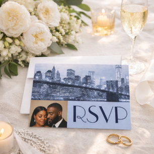 Convites RSVP para Casamento na Soft Blue Brooklyn Bridge