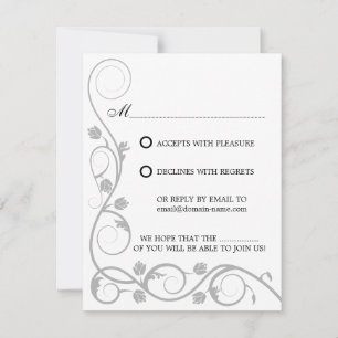 Convites RSVP/Placa de Resposta do Elegente Silver Swirls