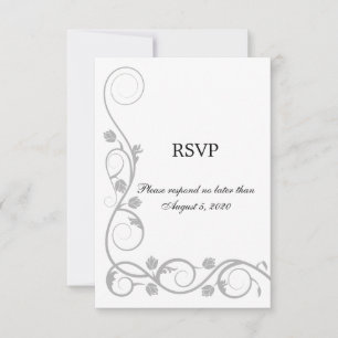 Convites RSVP/Placa de Resposta do Elegente Silver Swirls