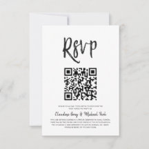 RSVP por Código QR | Estilo de Script Branco Preto