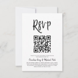Convites RSVP por Código QR | Estilo de Script Branco Preto