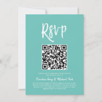 RSVP por Código QR | Estilo de Script Verde Mint