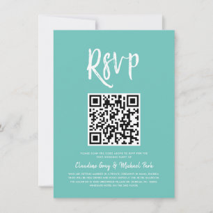 Convites RSVP por Código QR   Estilo de Script Verde Mint