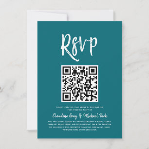 Convites RSVP por Código QR   RSVP de Estilo de Script Teal