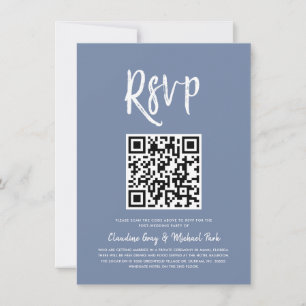 Convites RSVP por Código QR RSVP do Estilo de Script Azul