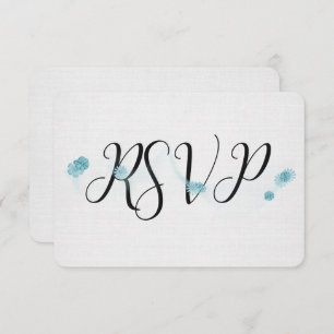 Convites RSVP preto com flores em linho