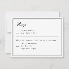 Convites RSVP Preto e Branco do Script Clássico Absoluto