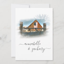 Convites *~* RSVP QR American Flag Old Barn AR19 Casamento
