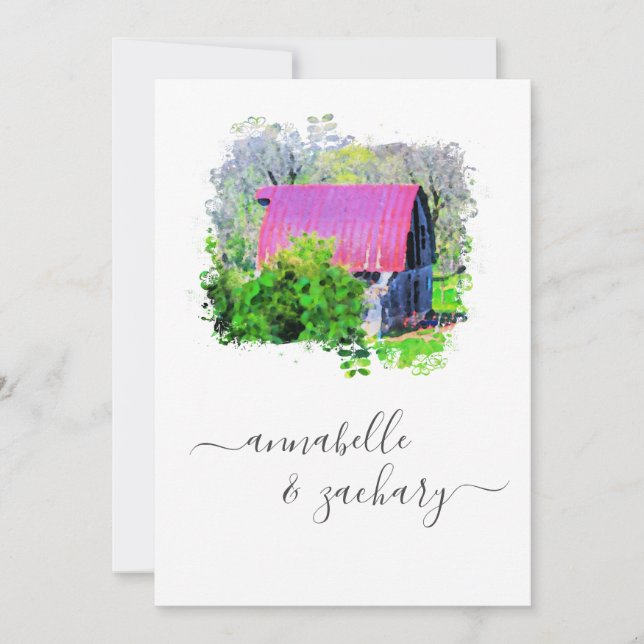 Convites *~* RSVP QR Antigo Casamento Russo do País do Barn (Frente)