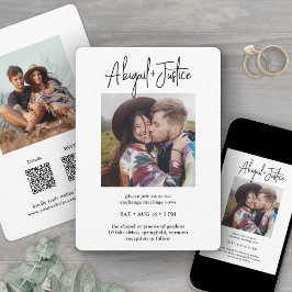 Convites RSVP QR Chic Minimalista Tudo em Um 2 Fotos Casame