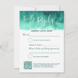 Convites RSVP qr de resposta ao casamento de abstrato verde