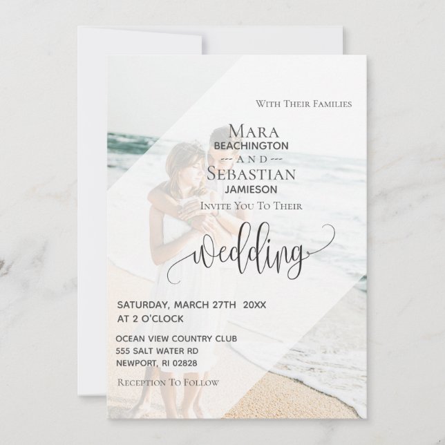 Convites *~* RSVP QR economiza $ DOIS Casamento de Foto (Frente)