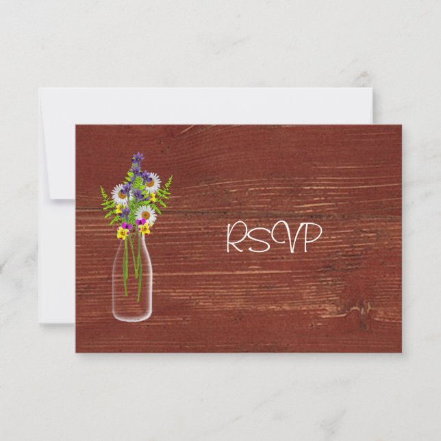 Convites RSVP Recepção de Garrafa de Leite de Flores Silves (Frente)