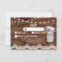 RSVP Renda de Madeira Casamento Luzes Rústicas Jar