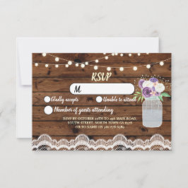 Convites RSVP Renda de Madeira Casamento Luzes Rústicas Jar