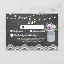 RSVP Renda Giz Casamento Luzes Rústicas Jar Floral