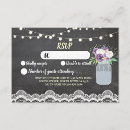 Convites RSVP Renda Giz Casamento Luzes Rústicas Jar Floral