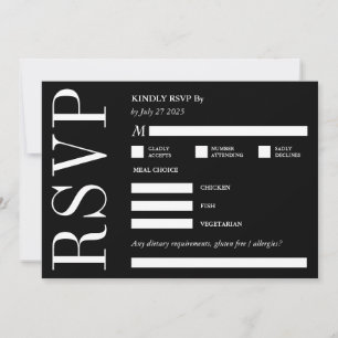 Convites RSVP Responde gentilmente a um monograma preto e b
