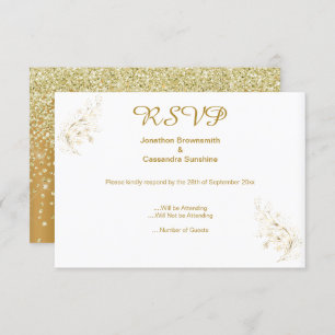 CONVITES RSVP REVERSO DE CRISTAL DOURADO DE FOLHA DOURADA S