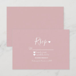Convites RSVP Rosa e Corações Simples Moderno