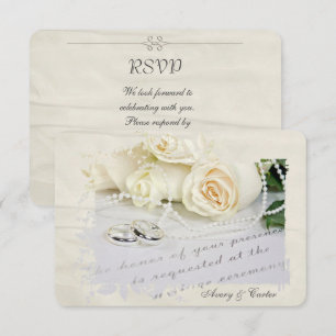 Convites RSVP rosas brancas e anéis