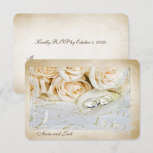 Convites RSVP rosas e alianças Cerimônia de Renovação de Vo