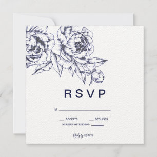 Convites RSVP Simples de Pessoa marinho