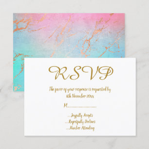 Convites RSVP Simples e Elegante de Mármore Dourado para To