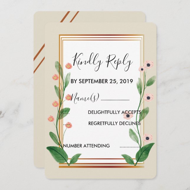 Convites RSVP sofisticado e clássico (Frente/Verso)