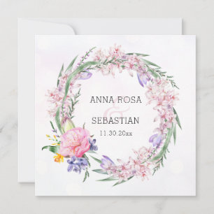 Convites *~* RSVP Sweet Boho Floral Wreath QR AR12 Casament