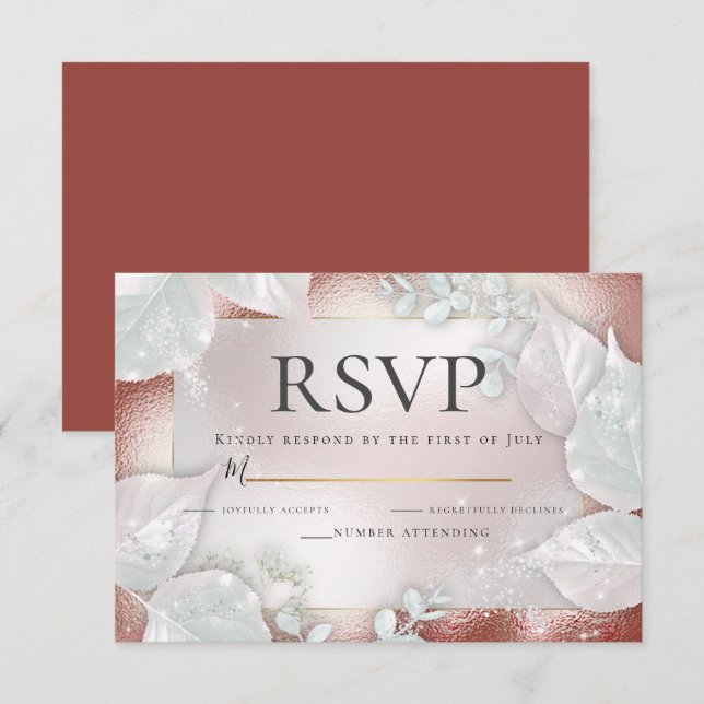 Convites RSVP | Terracotta Pearl Shimmer (Frente/Verso)