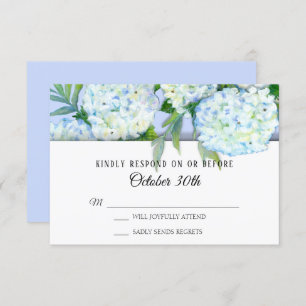 Convites RSVP Wedding Floral Hydrangeas Art Periwinkle Blue
