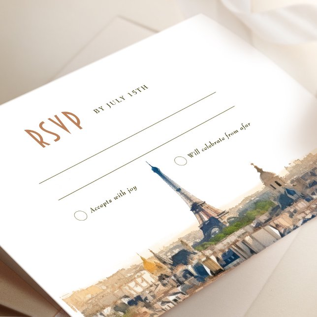 Convites RSVP Wedding Insert Paris France Destination Invit (Criador carregado)