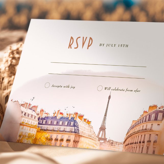 Convites RSVP Wedding Insert Paris France Destino (Criador carregado)
