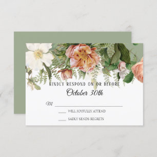 Convites RSVP Wedding Sage Blush Ivory Rosa Ferns