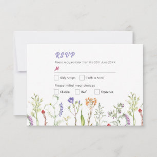 Convites RSVP Wedding Wildflower Ditsy