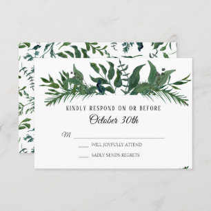 Convites RSVP Weding Emerald Forest Foliage Foliage Foleave