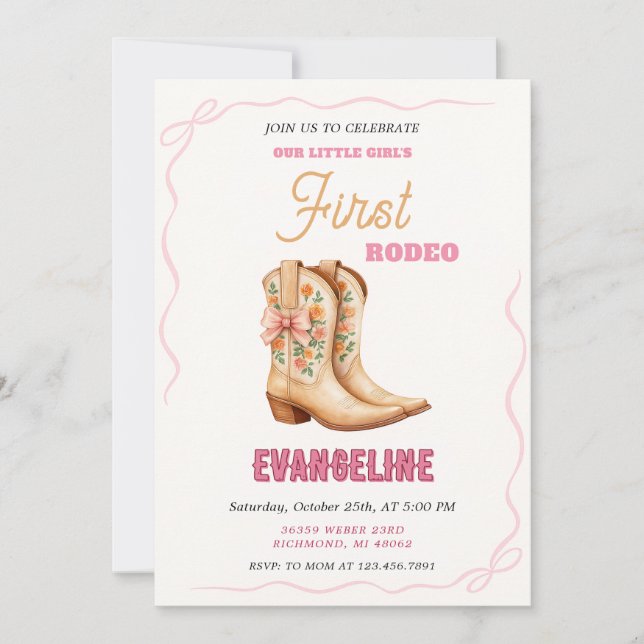 Convites Rua 1festa de aniversário Selvagem de Rodeo (Frente)