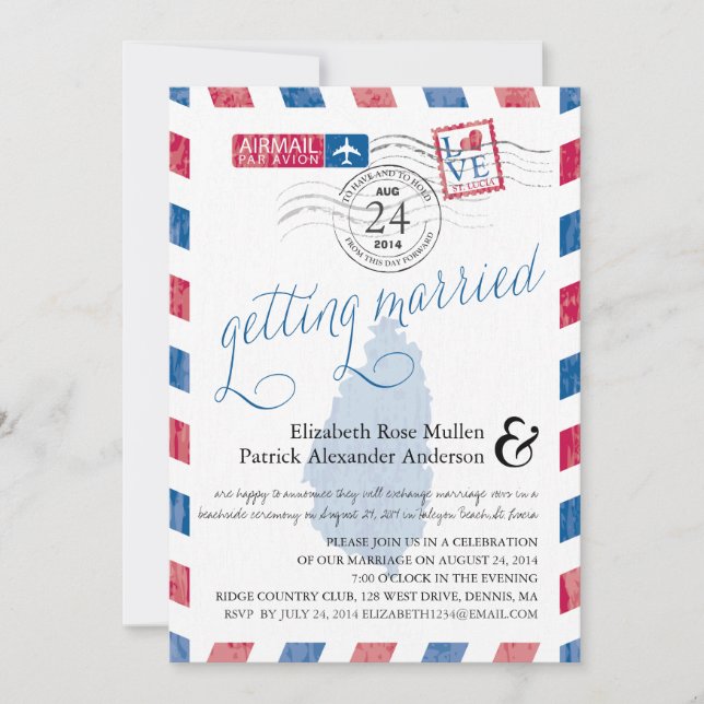 Convites Rua. Casamento com Lucia Airmail (Frente)