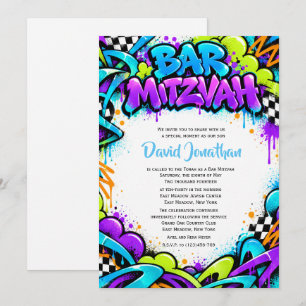Convites Rua de Arte de Grafite Bar Mitzvah Personalizado