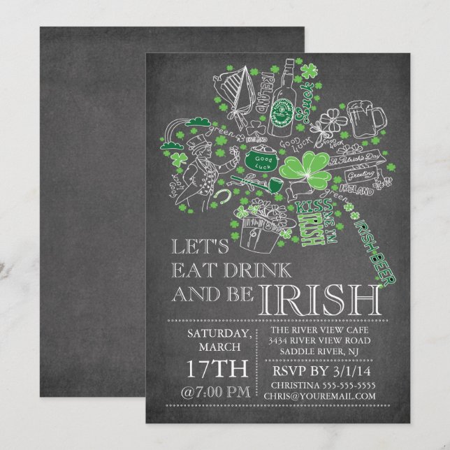 Convites Rua de Quadros de Chalkboard, festa de Janto de Ba (Frente/Verso)