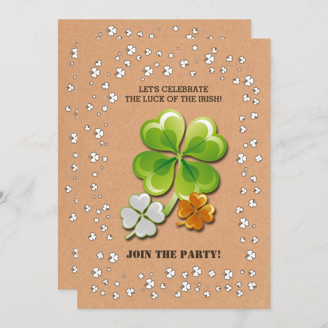 Convites Rua de Shamrocks Tricolor. (Frente/Verso)