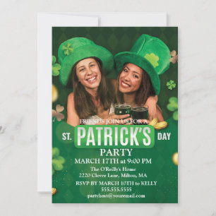 Convites Rua. Dia de Patrick, Shamrock Verde Vine Irish Par