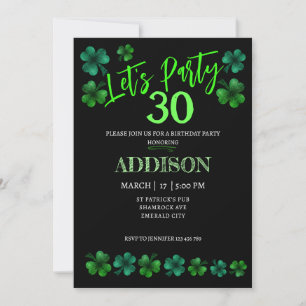 Convites Rua Patrick Day Birthday Permite a festa de adulta