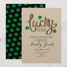 Convites Rua Patrick Day Lucky In Love Dourado Chá de panel