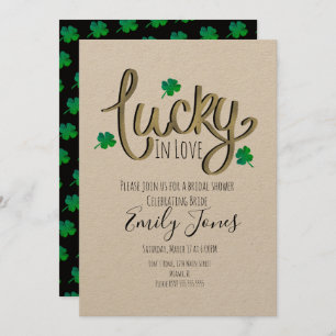 Convites Rua Patrick Day Lucky In Love Dourado Chá de panel