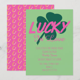 Convites Rua Patrick Day Lucky Pink Chá de panela