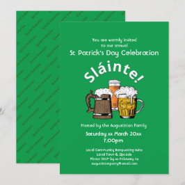 Convites Rua Patrick Day Sláinte Cheers & Beers Party